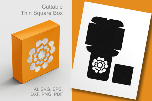 5 Petals Flower Thin Square Box Template
