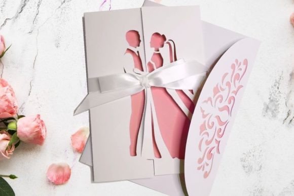 Bride and Groom Wedding Gate Fold Card Guide
