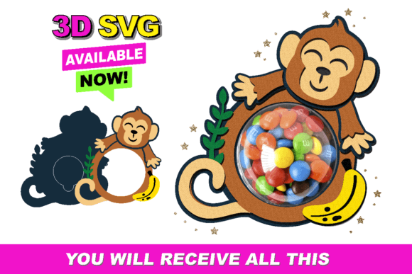Candy Holder Monkey: Playful 3D Design Assets
