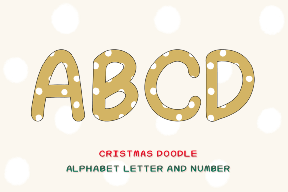 Christmas Doodle Alphabet Letter 14 for Festive Design