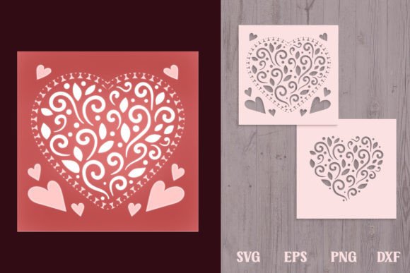 Cutout Hearts Shadow Box: 3 SVG Layers