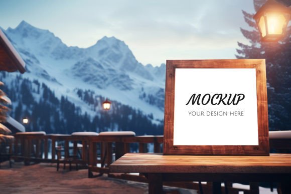Elevate Designs with a Winter Resort Mockup Frame