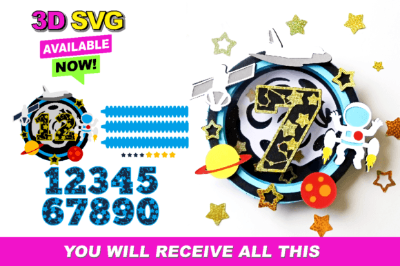 Elevating Celestial Celebrations with a 3D Outer Space Shaker Cake Topper SVG