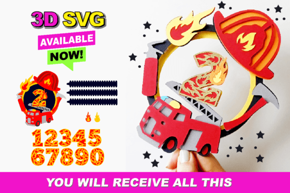 Firetruck Cake Topper SVG: 3D Design Guide